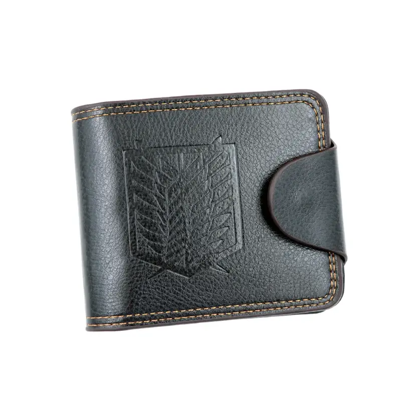 Men's Wallet Brown Short Fold Over PU Leather Button Purse with Zipper Pocket