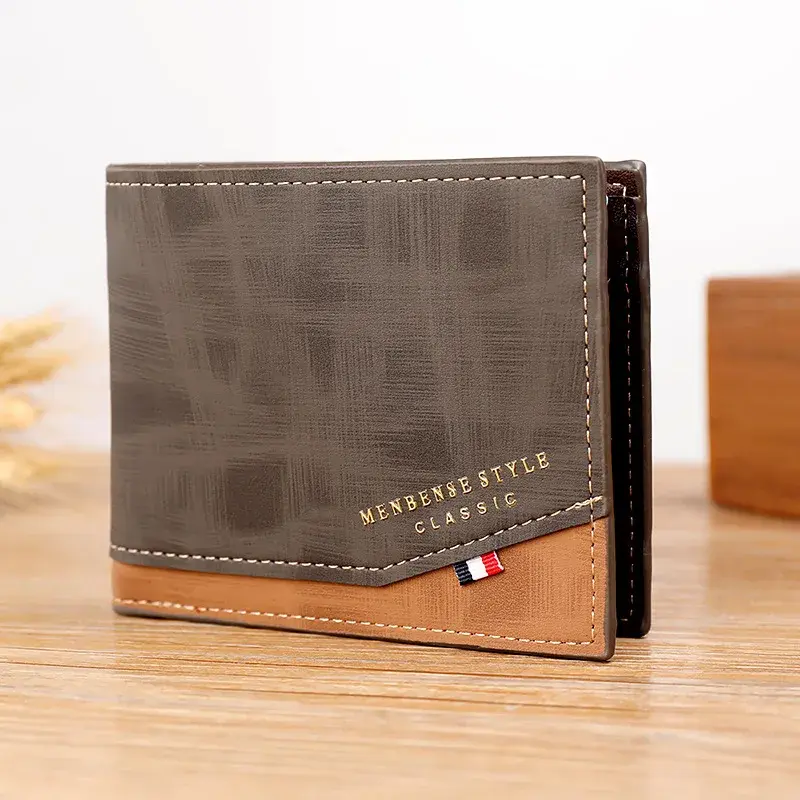 Men's Short Frosted Large Capacity Leather Wallet,Multi-Slot Coin Pocket Photo Holder Small Men's Wallet,Vintage Wallet for Male