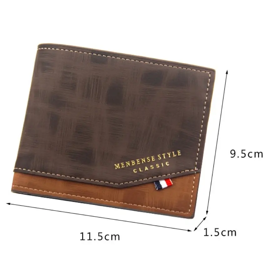 Men's Short Frosted Large Capacity Leather Wallet,Multi-Slot Coin Pocket Photo Holder Small Men's Wallet,Vintage Wallet for Male
