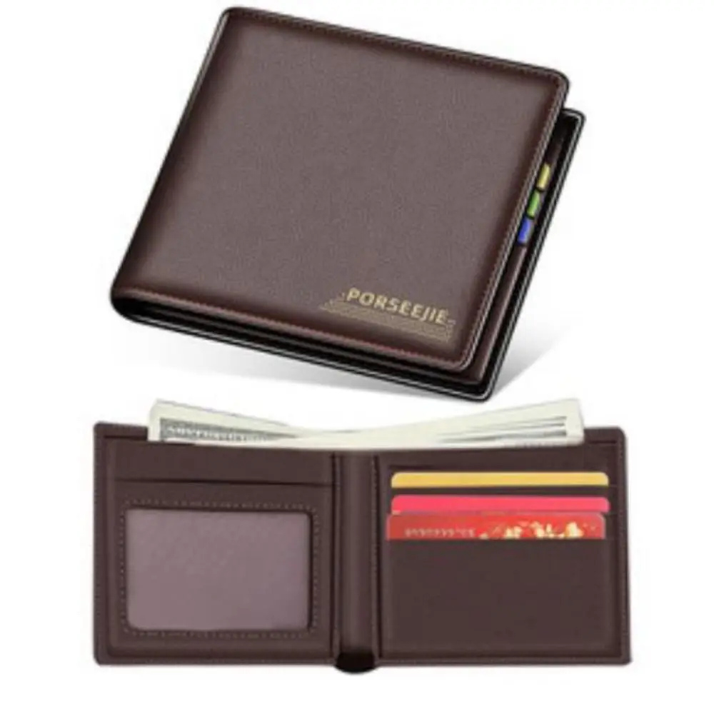Men Wallet Classic Style Portable Short Male Wallet Mini Anti Theft Coin Purse PU Leather Money Bag Multi-Card Slot Card Holder
