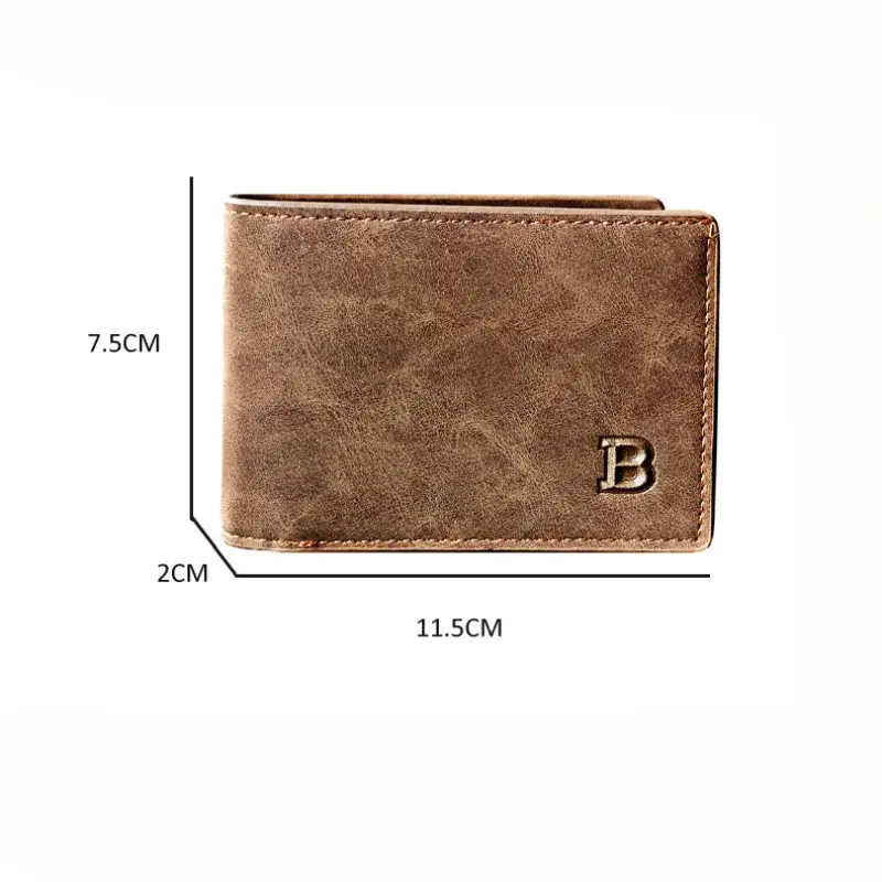 New Retro Men Short Wallet with Zipper Coin Bag Men Leather Wallet Small Money Purse Design Top Men Thin Wallet with Coin Bag