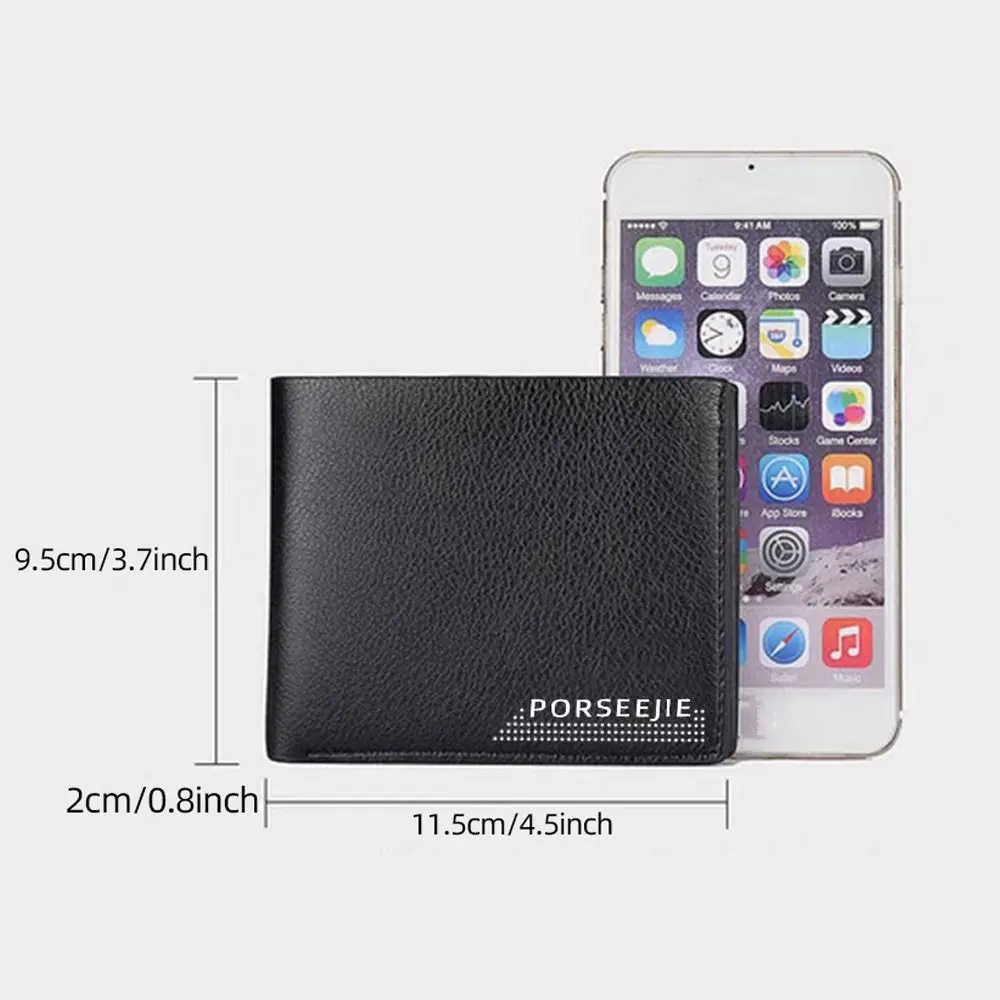 Men Wallet Classic Style Portable Short Male Wallet Mini Anti Theft Coin Purse PU Leather Money Bag Multi-Card Slot Card Holder