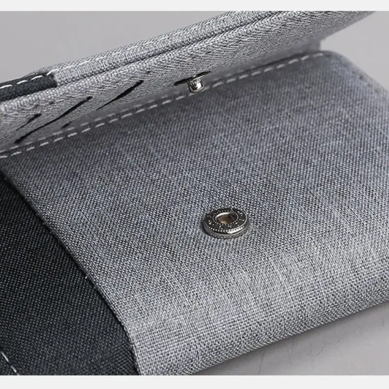 Men Canvas Wallet with ID Photo Holders Card Holder Wallet Case 8 Slots Hasp Male Purse Mini Three-fold Men Wallet