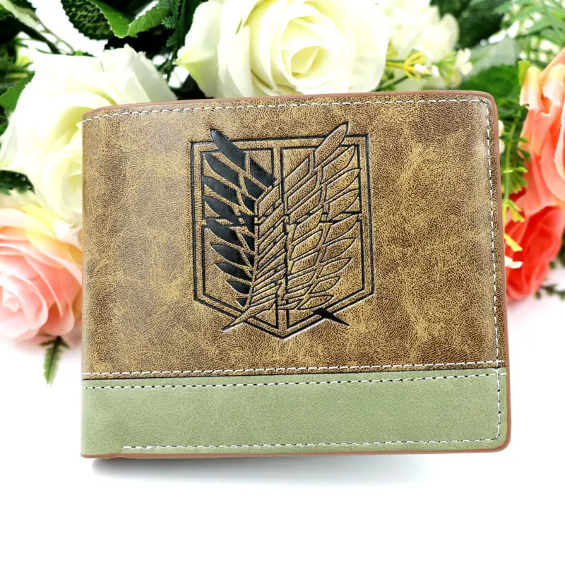 Anime Scout Regiment Khaki Short Men's Wallet Folding Purse
