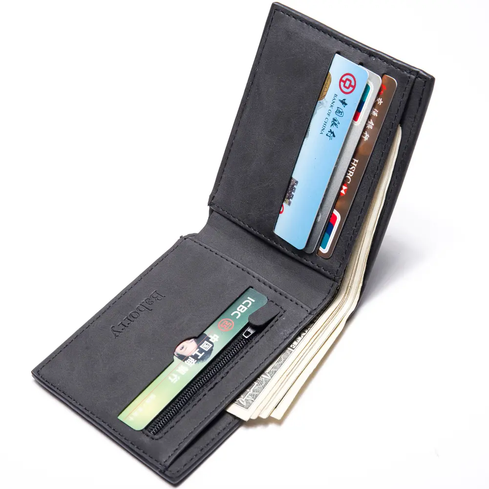 New Retro Men Leather Wallets Small Money Purses Design Dollar Price Top Men Thin Wallet with Coin Bag Zipper Short Men Wallets