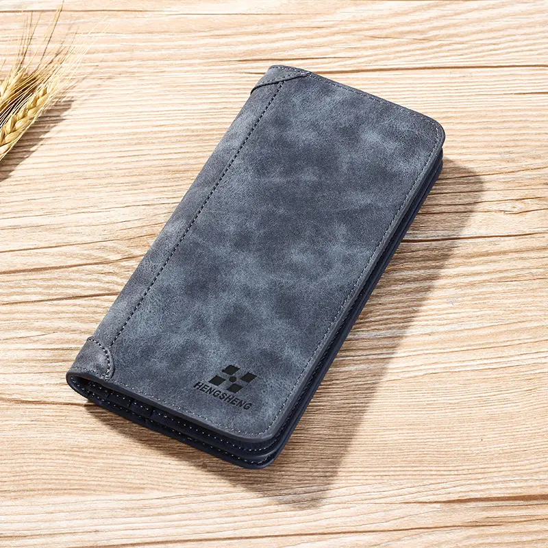 Hot Sale New Men's Leather Wallet ID Card Holder Purse Checkbook Long Clutch Bifold Business Money Bag Man