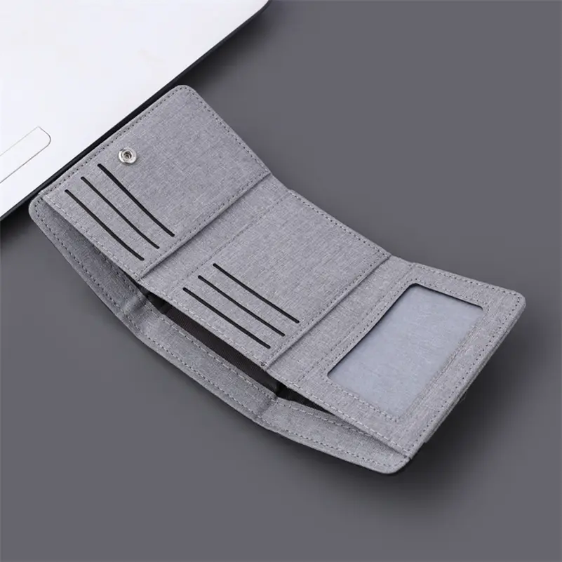 Canvas Wallet Men ID/photo Holders Black/blue/gray Card Holder Wallet Case 8 Slots Hasp Male Purse Credit Card Case