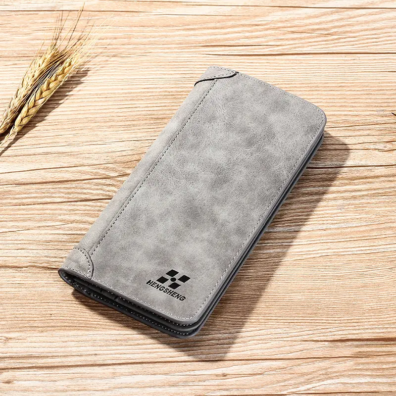 Hot Sale New Men's Leather Wallet ID Card Holder Purse Checkbook Long Clutch Bifold Business Money Bag Man