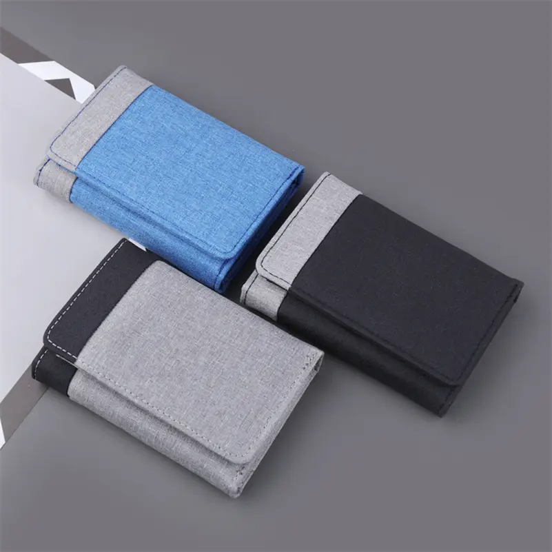 Canvas Wallet Men ID/photo Holders Black/blue/gray Card Holder Wallet Case 8 Slots Hasp Male Purse Mini Three-fold Men Wallet