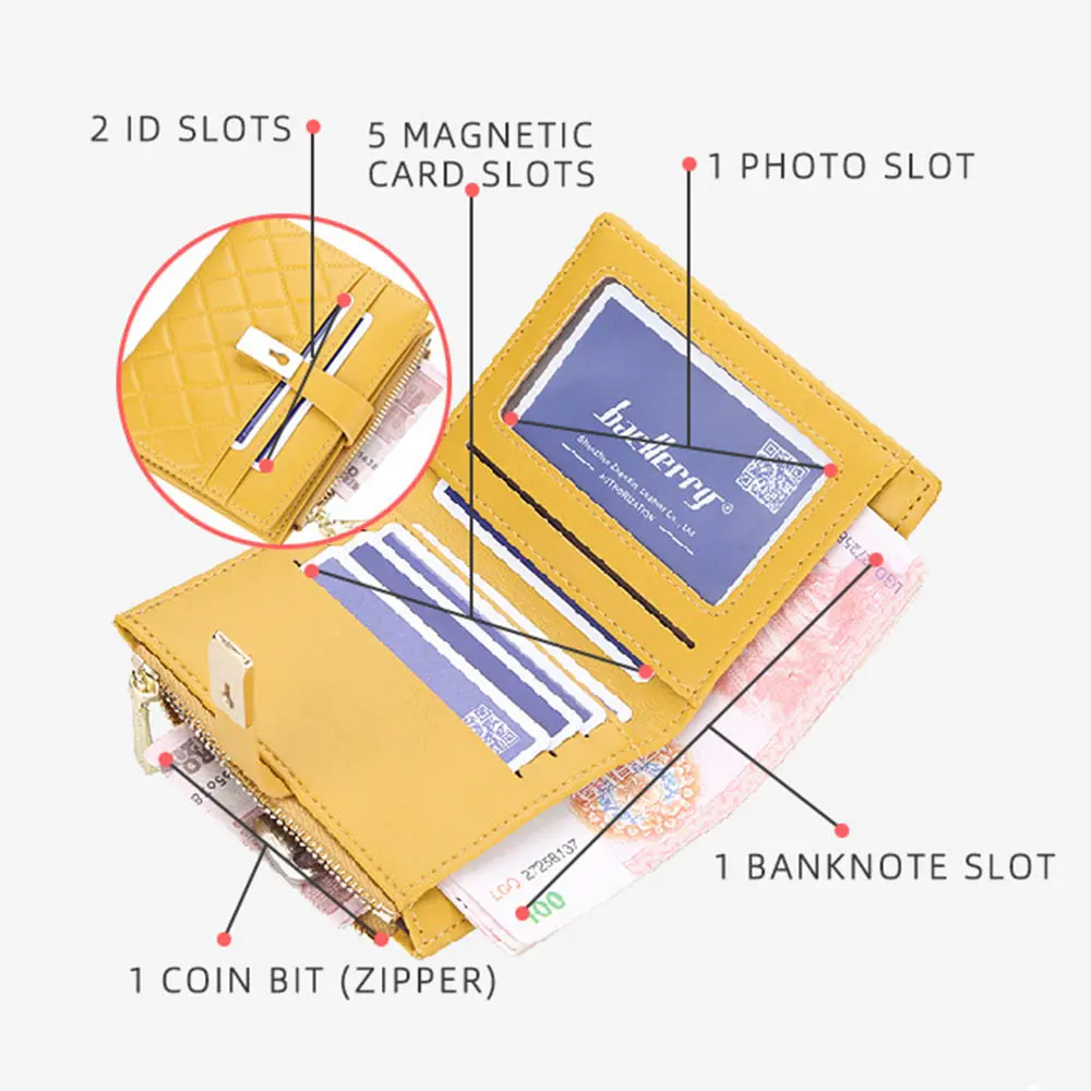 2022 Mini Women Wallets 8 Card Holders Hasp Plaid Pattren Small Fashion Wallets Zipper Quality Female Purse Card Holder Wallet