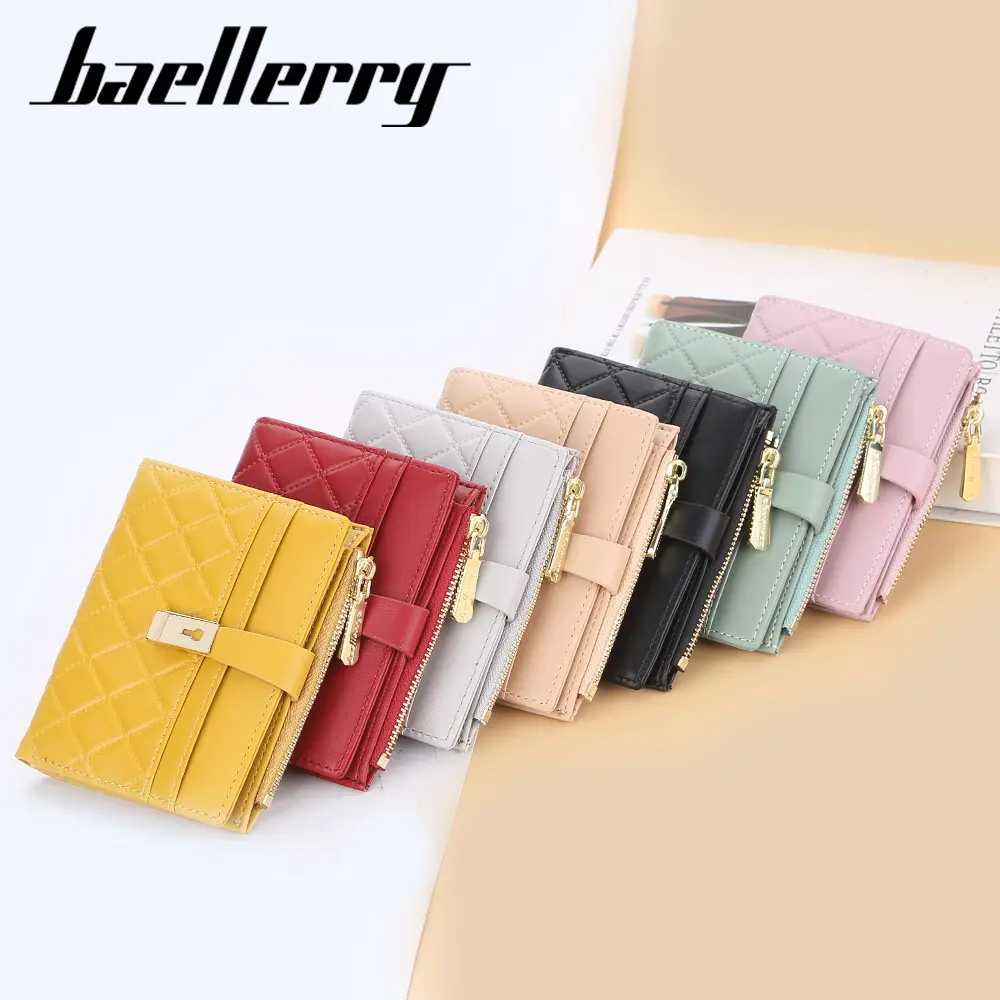 2022 Mini Women Wallets 8 Card Holders Hasp Plaid Pattren Small Fashion Wallets Zipper Quality Female Purse Card Holder Wallet
