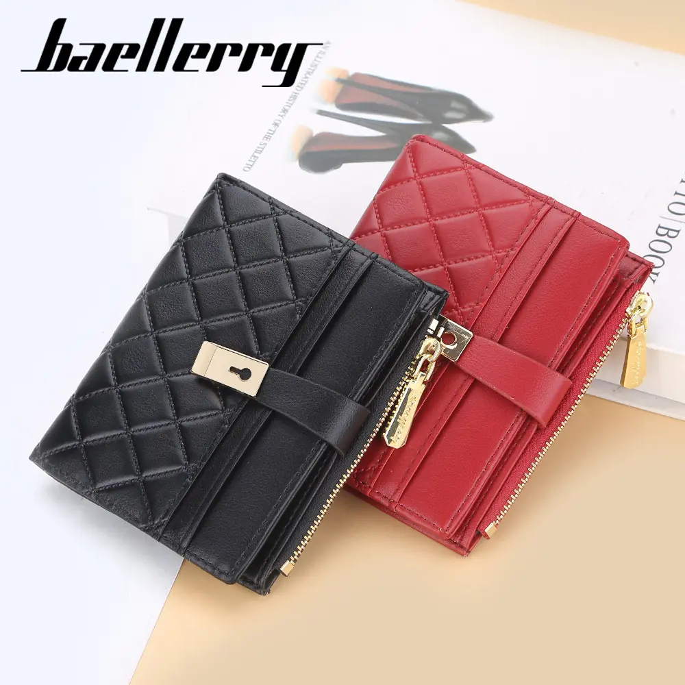 2022 Mini Women Wallets 8 Card Holders Hasp Plaid Pattren Small Fashion Wallets Zipper Quality Female Purse Card Holder Wallet