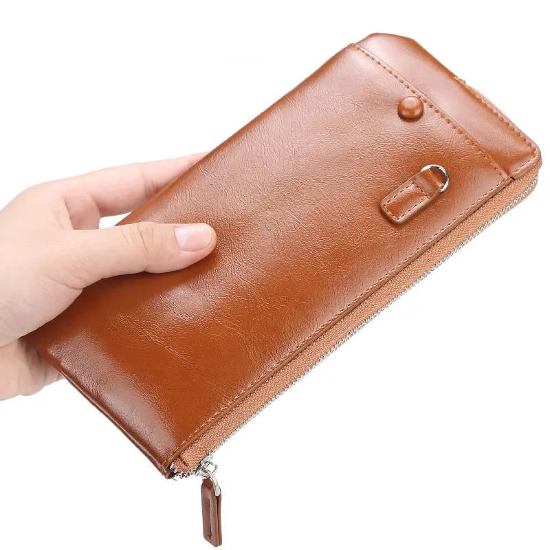 Men's Classic Long Wallet - Luxury Brand Zipper Card Holder, Large Capacity Purse with Phone Pocket