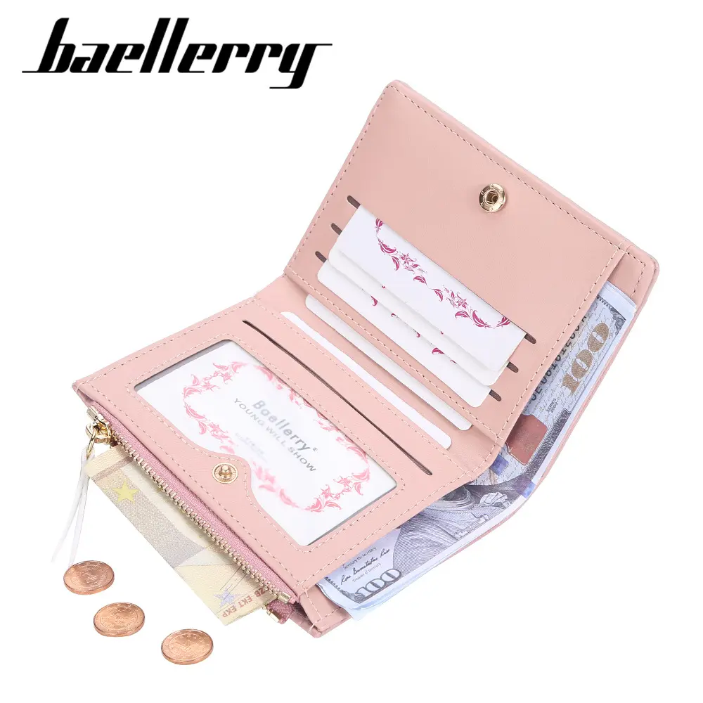 Baellerry Women Short Wallets Top Quality Card Holder Classic Female Purse Zipper Coin Pocket Yellow Wallet For Girls