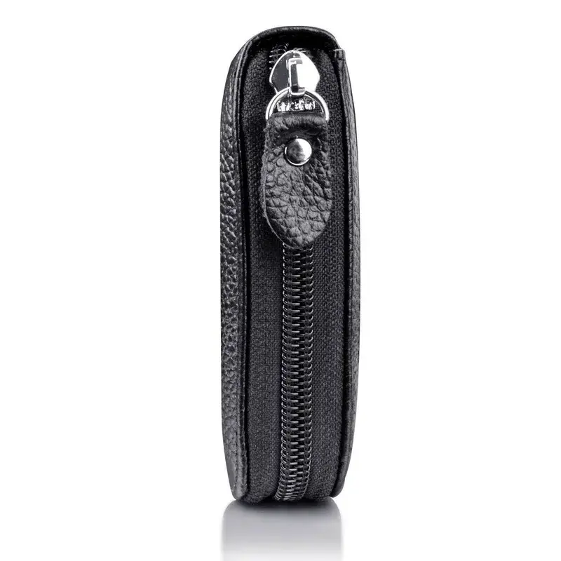 Men's Wallet Genuine PU Leather Credit Card Holder RFID Blocking Zipper Pocket Men Bag Multi-card Zipper High Quality