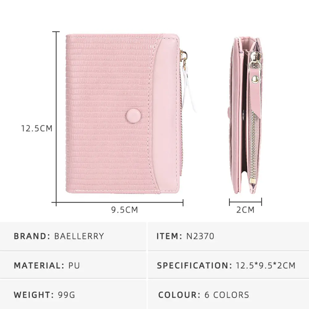 Baellerry Women Short Wallets Top Quality Card Holder Classic Female Purse Zipper Coin Pocket Yellow Wallet For Girls