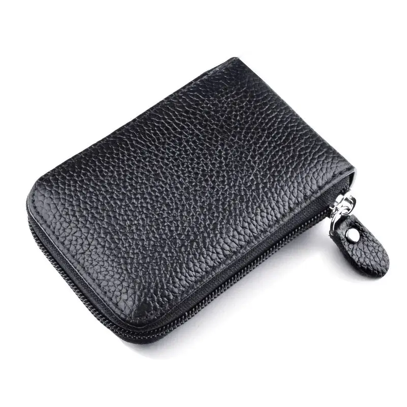 Men's Wallet Genuine PU Leather Credit Card Holder RFID Blocking Zipper Pocket Men Bag Multi-card Zipper High Quality