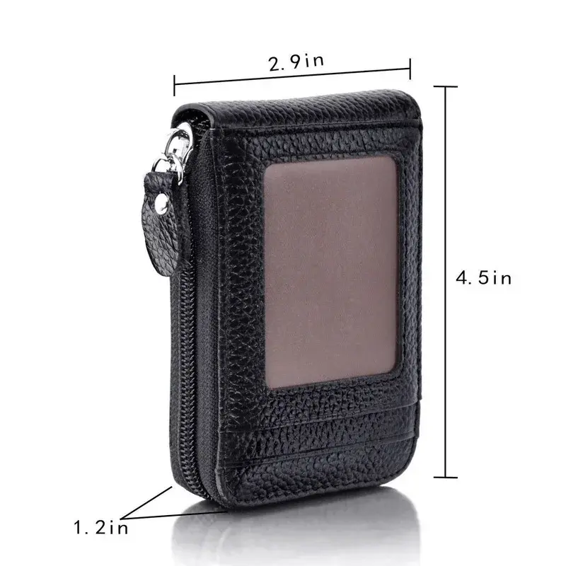 Men's Wallet Genuine PU Leather Credit Card Holder RFID Blocking Zipper Pocket Men Bag Multi-card Zipper High Quality