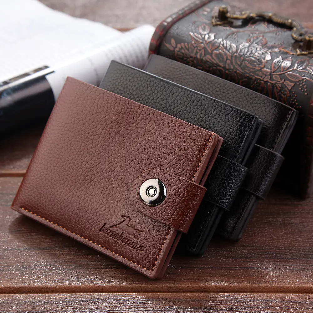 Men's Wallet Hasp Short Wallets for Men Made of Natural Leather PU Wallet Card Holder Perfect for You Magnetic Purses Small