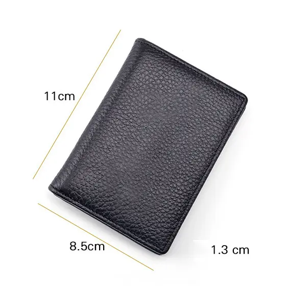 8.5*11cm Genuine Leather Mens Wallet with Credit Card Holders Id Windows Documents Wallet for Men