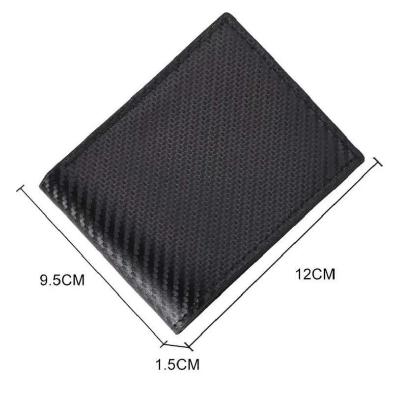 Carbon Fiber Pattern Men's Short Wallet Large Capacity Money Clip Minimalist Slim Bifold Multi Card Holder Purses With ID Window
