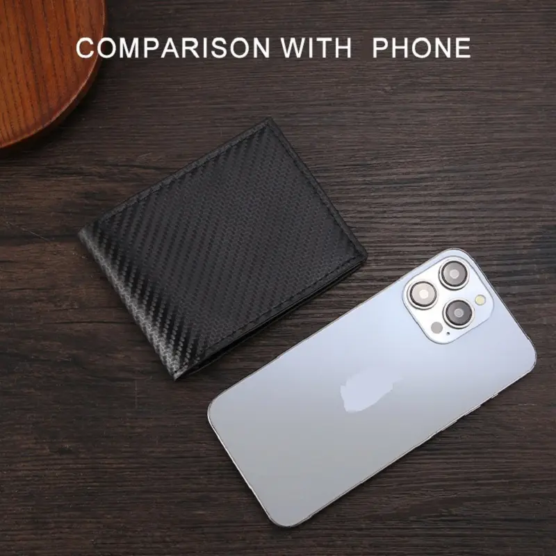 Carbon Fiber Pattern Men's Short Wallet Large Capacity Money Clip Minimalist Slim Bifold Multi Card Holder Purses With ID Window