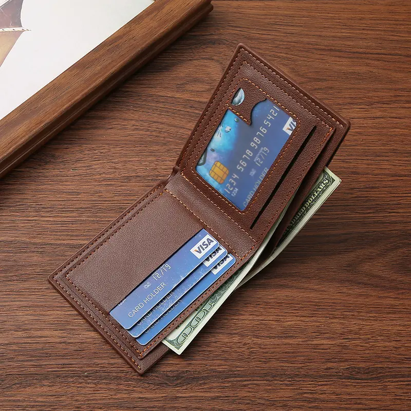Men'S Short Pu Leather Wallet Business Casual Soft Leather Wallet Multi Card Large Capacity Multi functional Wallet Card Holders