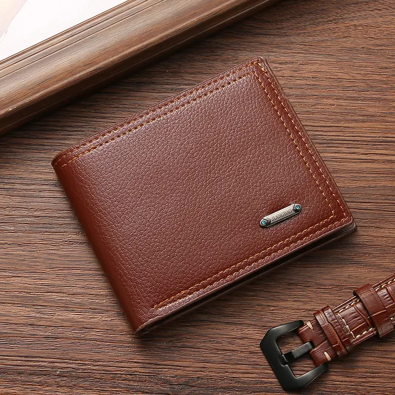Men'S Short Pu Leather Wallet Business Casual Soft Leather Wallet Multi Card Large Capacity Multi functional Wallet Card Holders