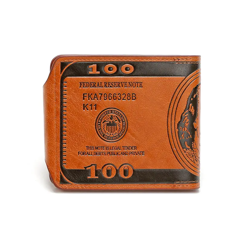 One Hundred Dollars Print Men's Short Wallet US 100 Bucks Pattern Funny Small Money Bag ID Bank Card Holder Male Purse Bill Clip