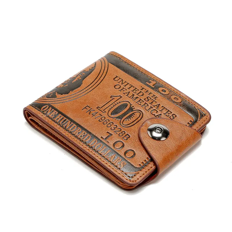 One Hundred Dollars Print Men's Short Wallet US 100 Bucks Pattern Funny Small Money Bag ID Bank Card Holder Male Purse Bill Clip