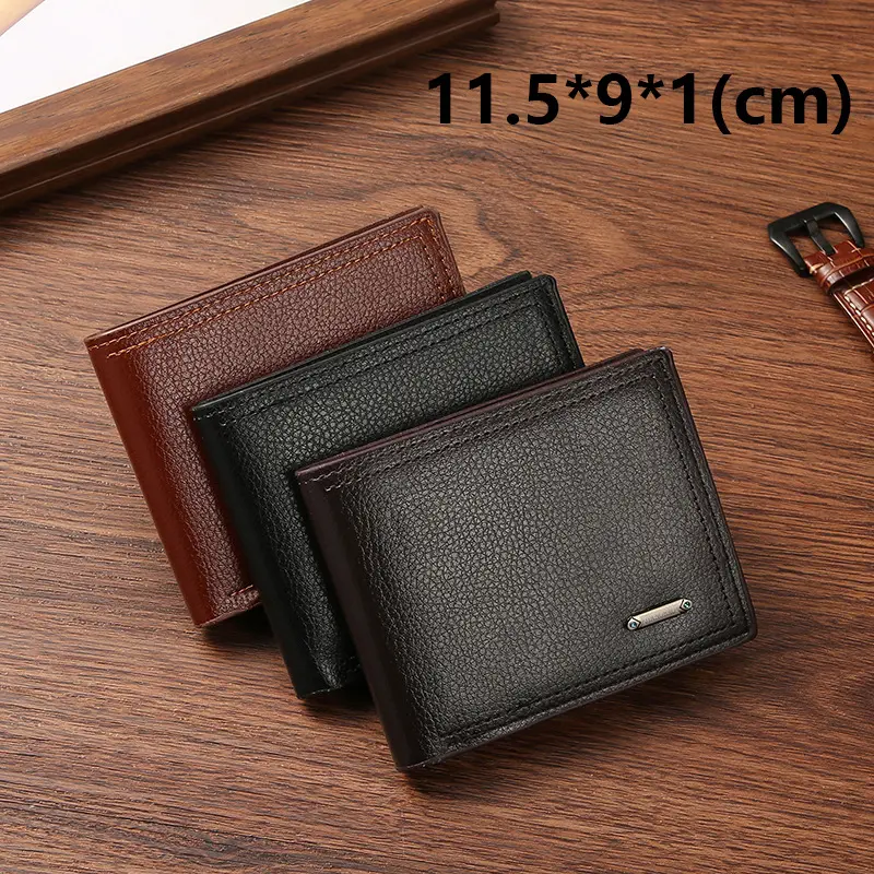 Men'S Short Pu Leather Wallet Business Casual Soft Leather Wallet Multi Card Large Capacity Multi functional Wallet Card Holders