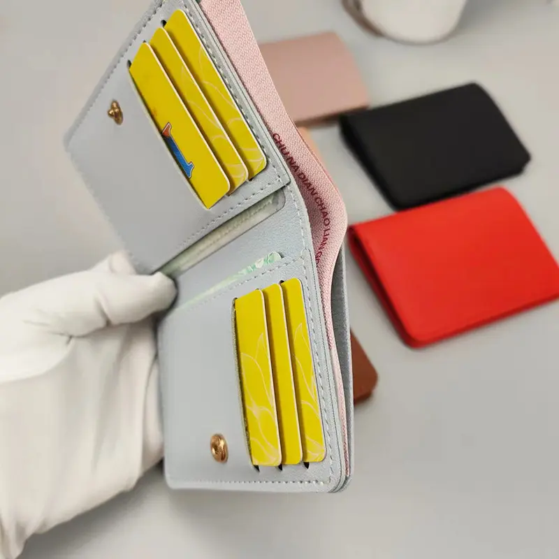 Light Thin Card Bag With Two Fold Buckle Small Wallet Portable Bank Card Driver's License Ultra Light And Thin Card Bag Wallet