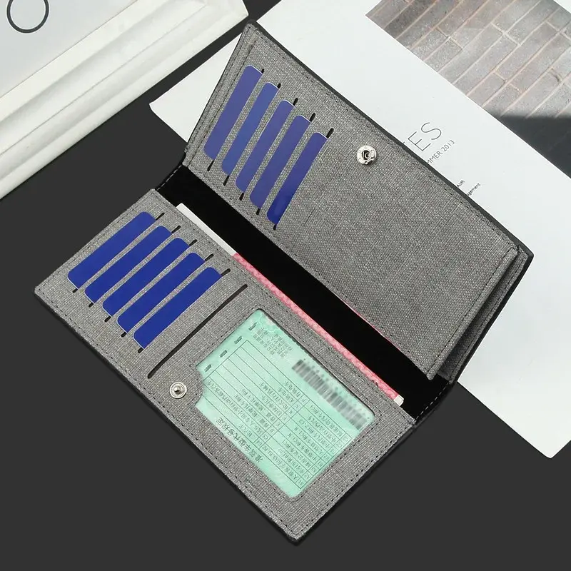 Casual Men Wallet Long Thin Wallet Canvas Clutch Bag Men's Credit Card Holders Student Coin Purse Hasp Wallet Men Cartera Hombre