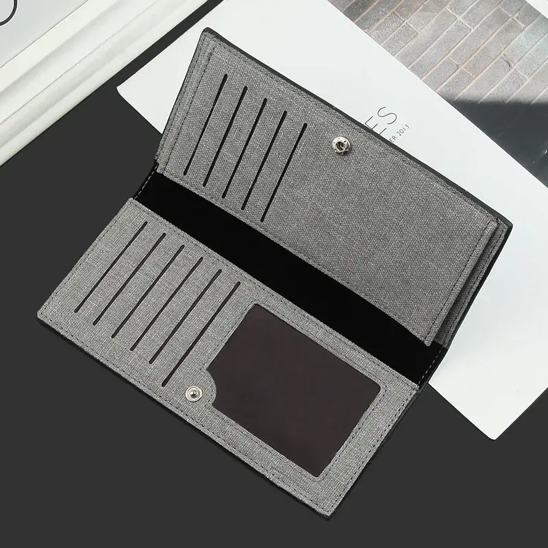 Casual Men Wallet Long Thin Wallet Canvas Clutch Bag Men's Credit Card Holders Student Coin Purse Hasp Wallet Men Cartera Hombre