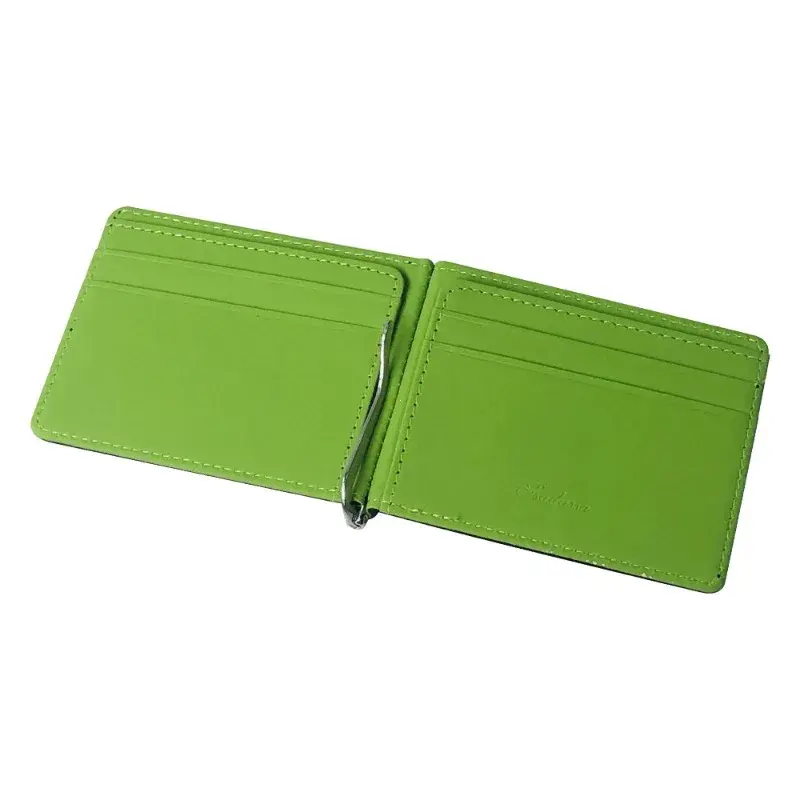 Leather Men Money Clips Metal Solid Wallets Credit Dollar Purses Money Holder Portafoglio Wallet for Male Minimalist Card Holder