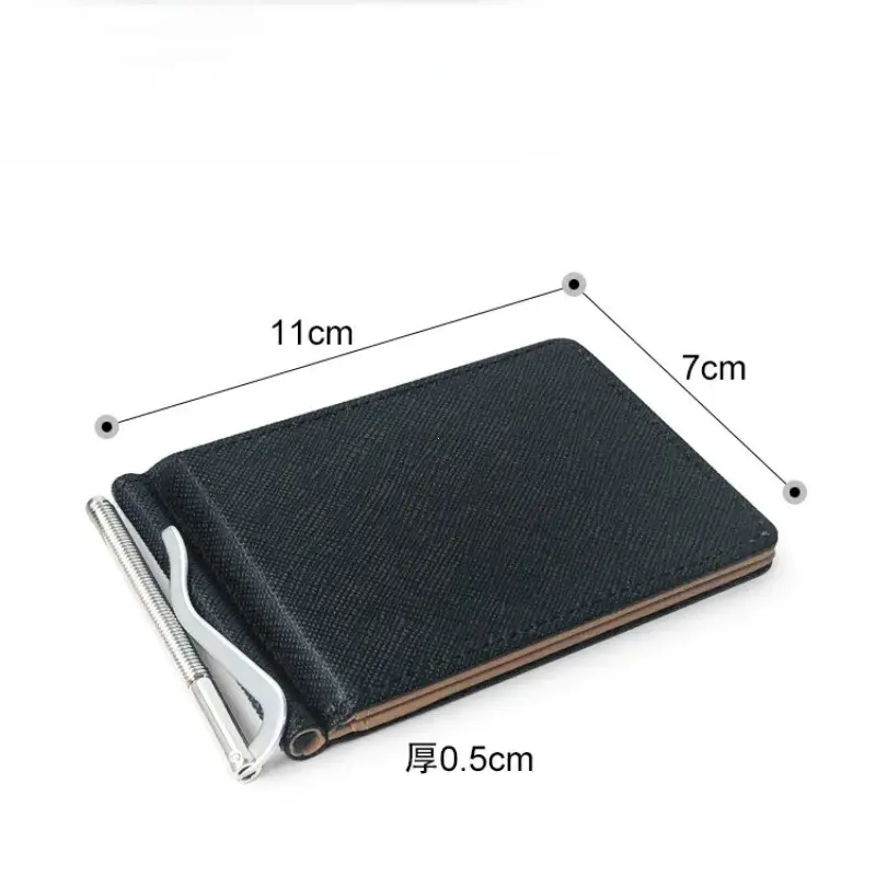 Leather Men Money Clips Metal Solid Wallets Credit Dollar Purses Money Holder Portafoglio Wallet for Male Minimalist Card Holder