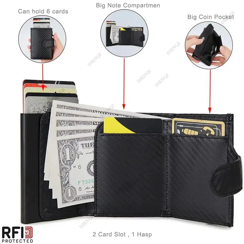 Rfid Microfiber Leather Men Wallets Fashion Card Holder Trifold Wallet Money Bags Smart Slim Thin Coin Pocket Wallet Purse