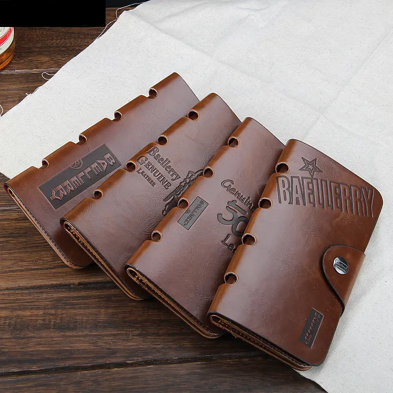 Men's Leather Tri-Fold Wallet - Magnetic Buckle Clutch with Card Holder & Coin Purse, Business Wallets for Men