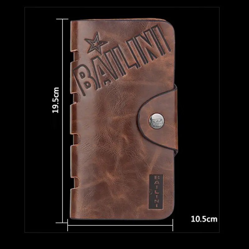 Men's Leather Tri-Fold Wallet - Magnetic Buckle Clutch with Card Holder & Coin Purse, Business Wallets for Men