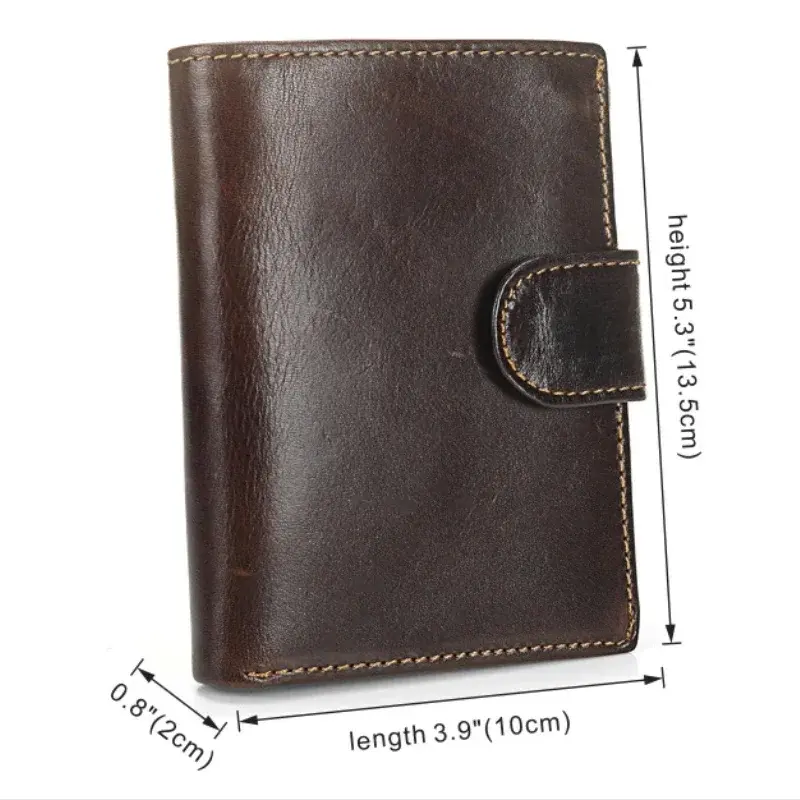 New Men Wallet Cowhide Genuine Leather Wallets Coin Purse Clutch Hasp Open Top Quality Retro Short Wallet Multi Cards Slots