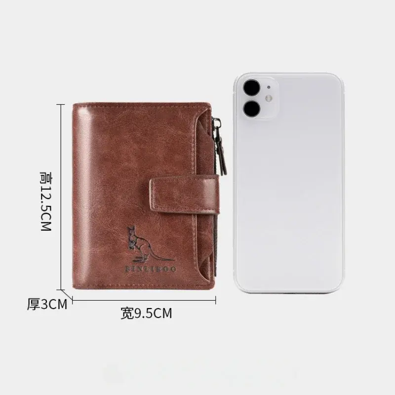 Fashion Men's Coin Purse Wallet RFID Blocking Man PU Leather Wallet Zipper Business Card Holder Money Bag Wallet for Male