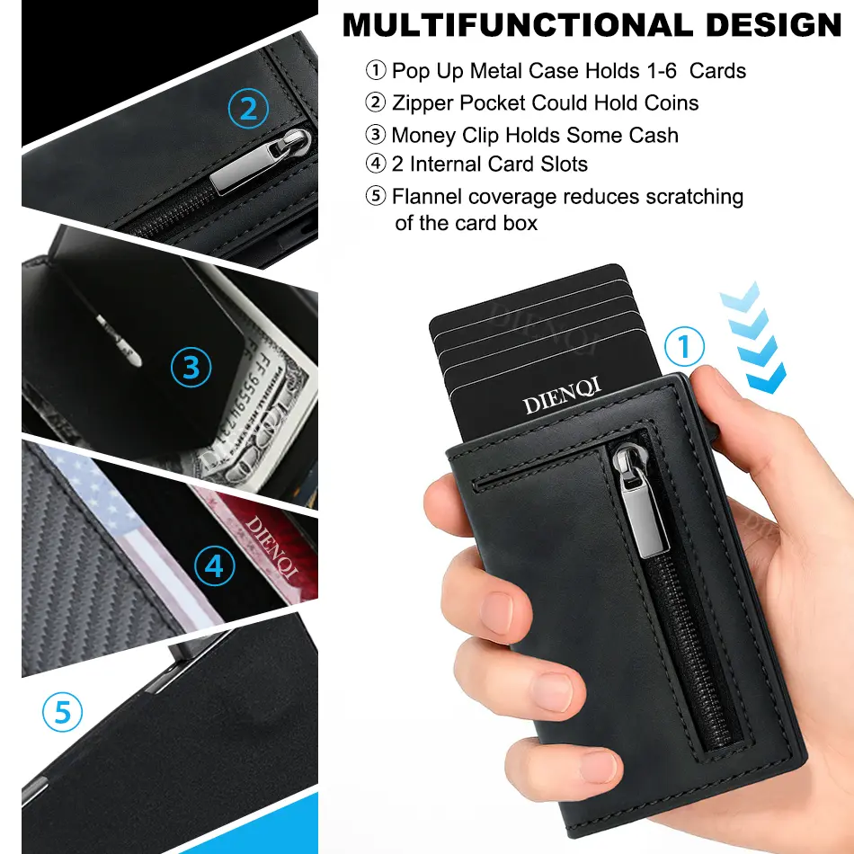 Carbon Fiber Rfid Credit Card Holder Men Wallet Money Bag Luxury Brand Minimalistic Slim Thin Wallet Black Clutch Purse Male
