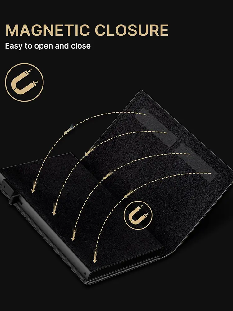 YATBEST Men's Card Bag Automatic Pop-Up Aluminum Box RFID Anti-Theft Brush Ultra-Thin Minimalist Wallet Leather Credit Card Clip