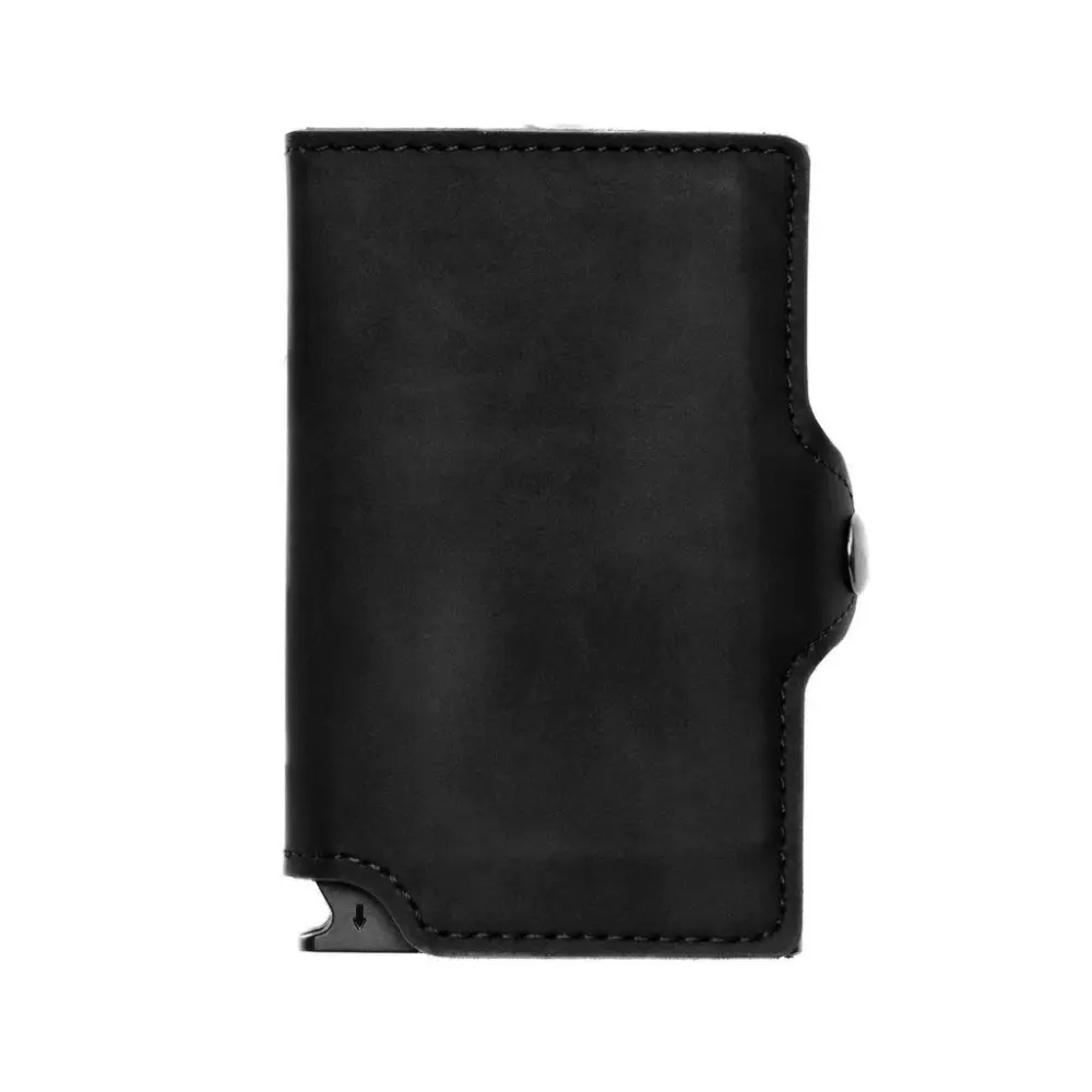 Casekey Anti Rfid Dual Automatic Pop Up Men Wallet Pu Leather Smart Card Holder Purse Double Aluminum Box Tarjetero Billetera