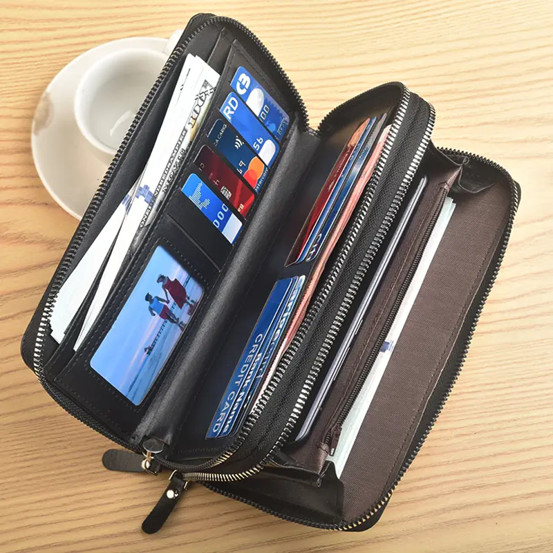 Mens Wallet Long Purse Leather Clutch Large Business Handbag Phone Card Holder Case Gift for Men Father Son Husband Boyfriend