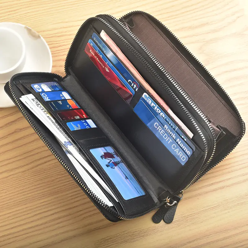 Mens Wallet Long Purse Leather Clutch Large Business Handbag Phone Card Holder Case Gift for Men Father Son Husband Boyfriend
