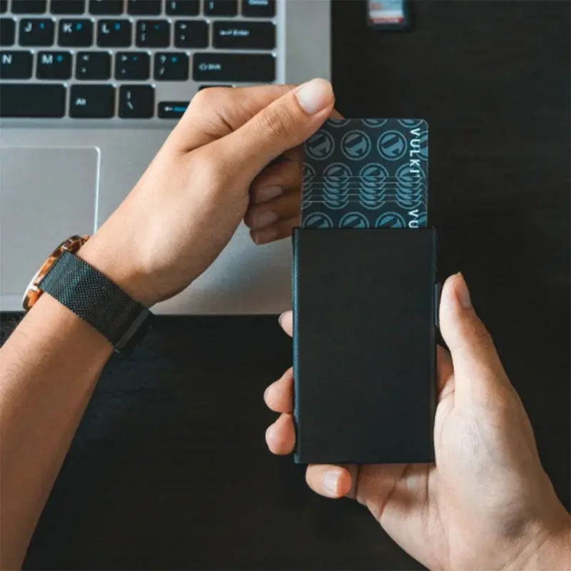 Rfid Smart Wallet Credit Card Holder Metal Thin Slim Men Women Wallets Pop Up Minimalist Wallet Small Black Purse Metal Vallet