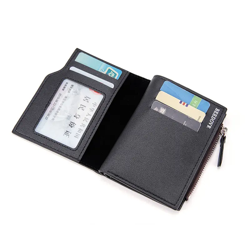 Fashion Man Wallet PU Leather Card Holder Purse Zipper Coin Pocket Men's Short Wallets Portable Billfold Male Gift