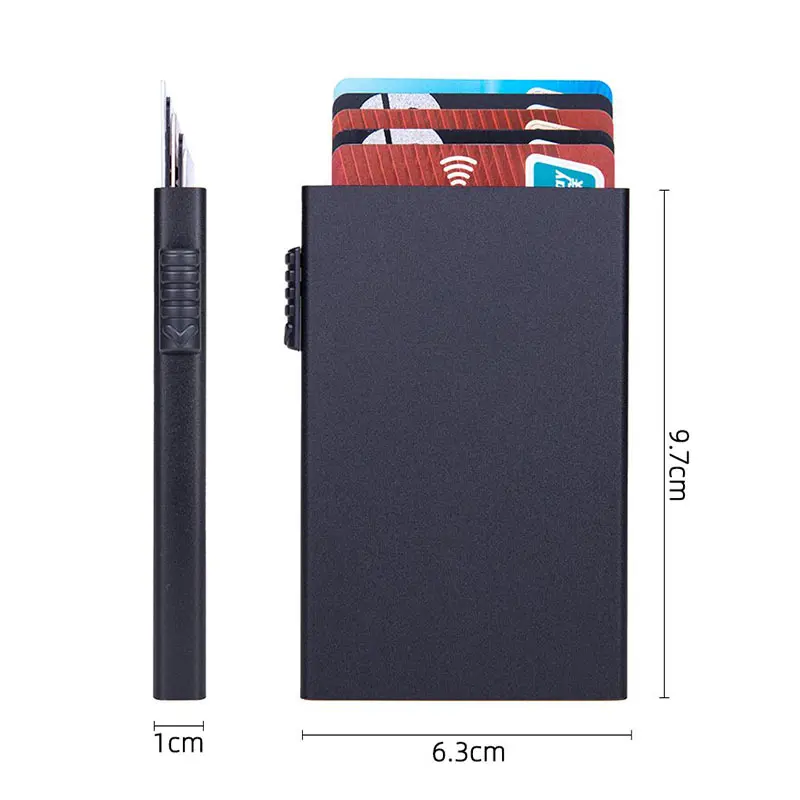 Rfid Smart Wallet Credit Card Holder Metal Thin Slim Men Women Wallets Pop Up Minimalist Wallet Small Black Purse Metal Vallet