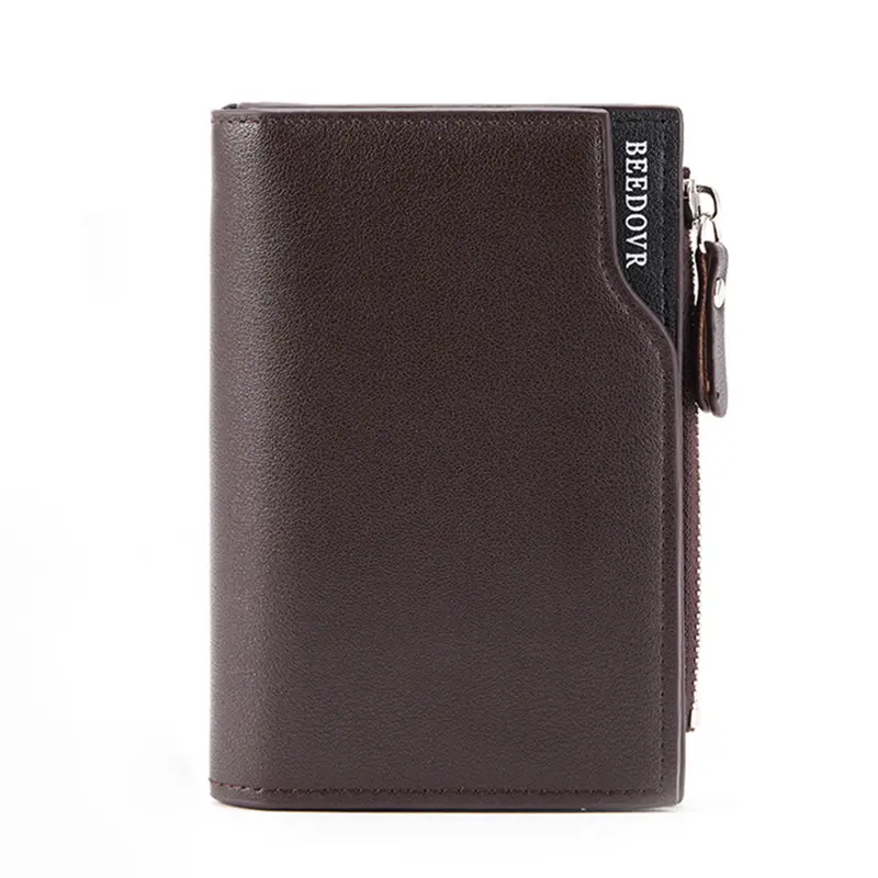 Fashion Man Wallet PU Leather Card Holder Purse Zipper Coin Pocket Men's Short Wallets Portable Billfold Male Gift
